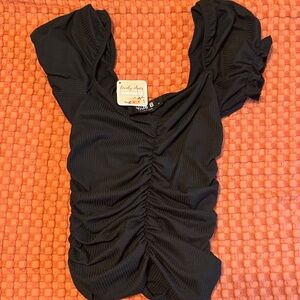 Black Ruched Women's Top